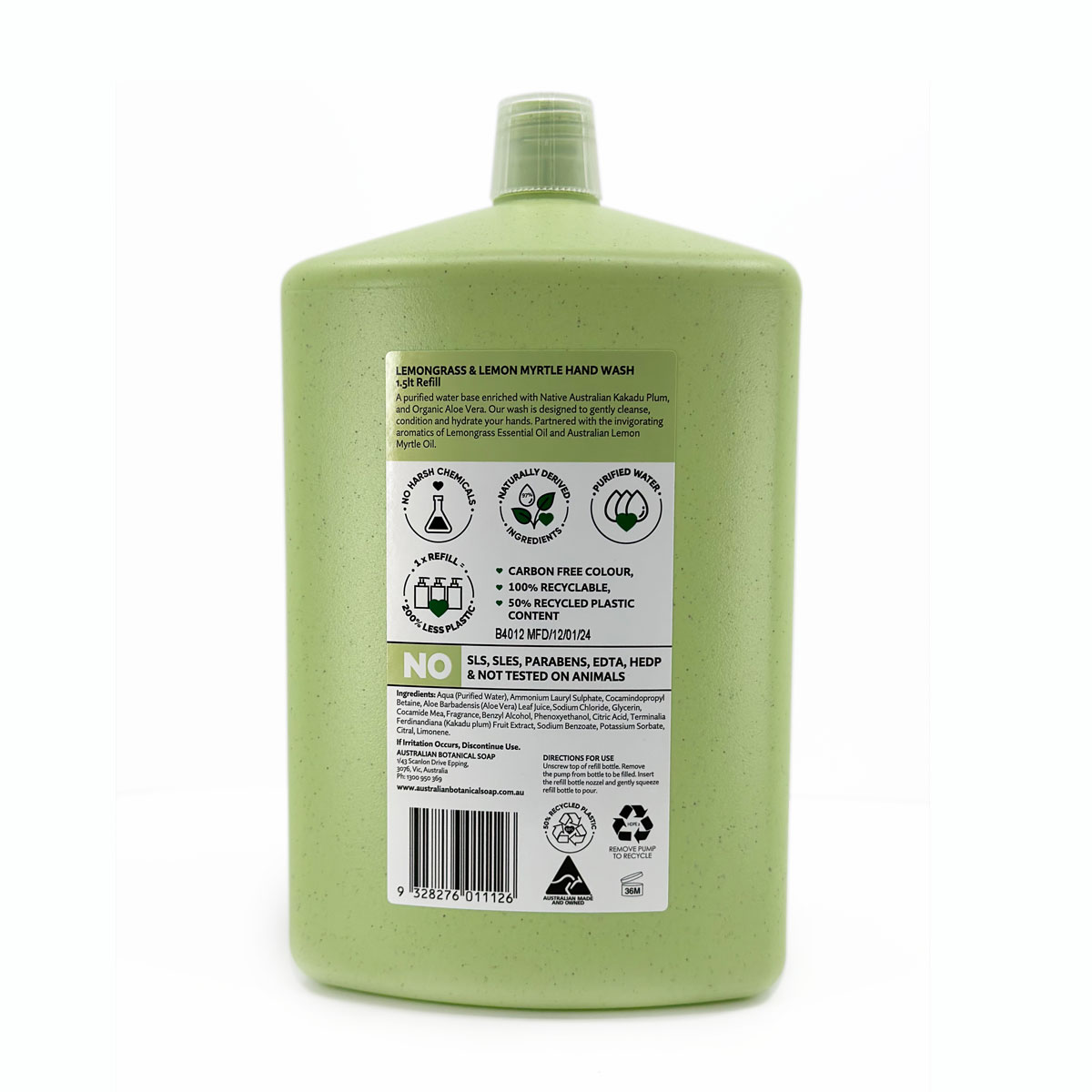 Lemongrass & Lemon Myrtle Hand Wash Refill - 1.5L - Image 3