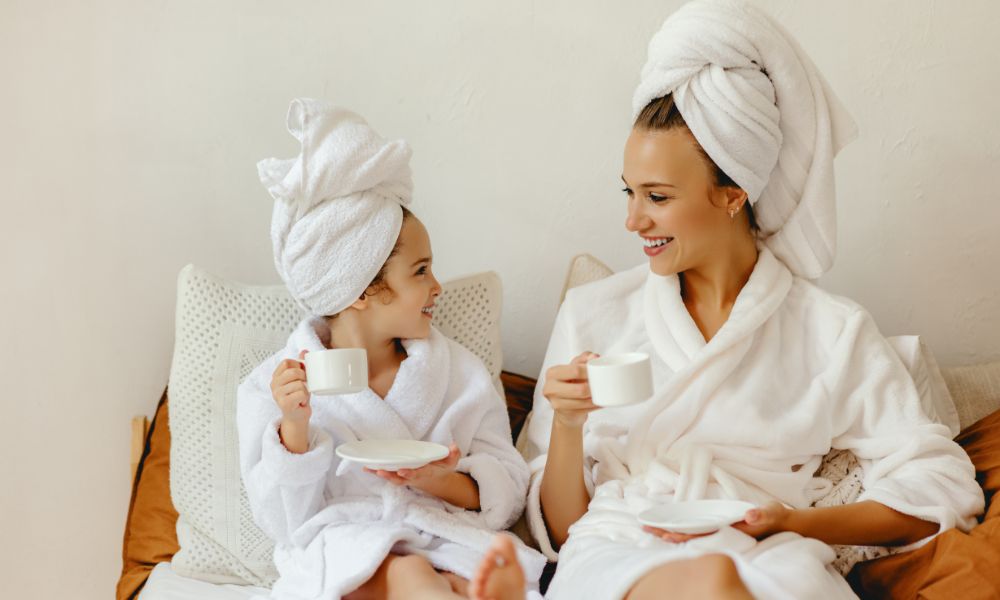 Mum and Daughter enjoying at home spa day